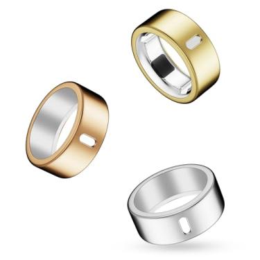 Imagem de Capa compatível com Oura Ring 4/Gen 3 Heritage/Gen 3 Horizon, carregamento direto, silicone antiarranhões anel elástico capa de dedo woking out academia para mulheres homens - prata + ouro + ouro rosa