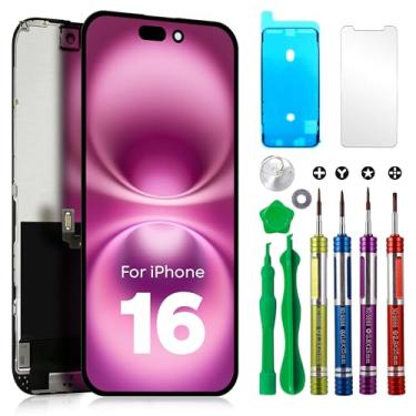 Imagem de Ace Tech Cellular Substituição de tela LCD para iPhone 16 (modelo A3287, A3081, A3286, A3288) 15.5 cm Touch Screen Display Digitalizador Kit de reparo + vidro temperado + adesivo