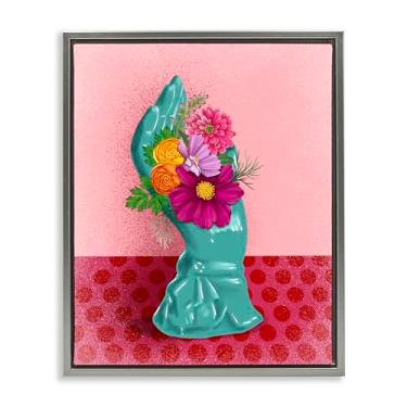 Imagem de Stupell Industries Escultura floral vintage à mão cinza emoldurada tela flutuante design de arte de parede por Jilly Jack Designs, 78 x 63 cm