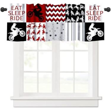 Imagem de YSWOW Cortina para adolescentes Dirt Bike Valance Racing Extreme Sports Art Printed Window Drapes for Boys Kids W54xC18in Tecido 1 painel