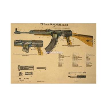 Imagem de Pintura Em Tela De Pistola Militar, Arte Moderna Para Parede De Casa, 