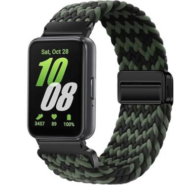 Imagem de Issinlky Pulseira trançada de nylon compatível com Galaxy Fit 3, pulseira de fivela magnética elástica para Galaxy Fit 3 SM-R390