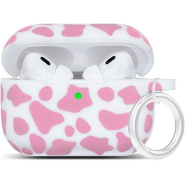 Imagem de Capa de vaca para AirPods Pro 3 (2025), capa YOMPLOW para Apple Airpods Pro, 3ª geração, estampa floral, capa flexível e macia para Air Pod Pro 3ª geração, mulheres, meninas, pele com chaveiro - vaca
