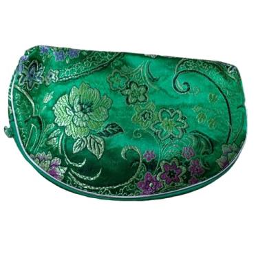 Imagem de Only My Live Home Conjunto portátil de brocado de seda com 5 tamanhos, bolsas de armazenamento de joias para viagem, bolsa com zíper, porta-moedas, bolsas leves para cosméticos (verde (conjunto com 5