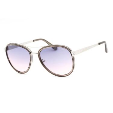 Imagem de GUESS Óculos de sol aviador de metal revestido de plástico, Cinza, One Size