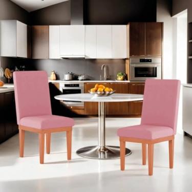 Imagem de Kit 2 Cadeiras de Jantar Estofadas com Base em Madeira Reforçada – Conforto e Estilo para Sala de Jantar ou Cozinha (Rose)