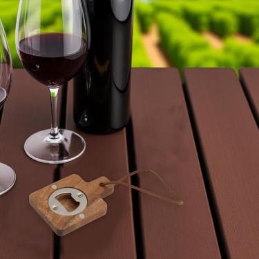 Imagem de Generic 1 abridor de garrafas magnético abridor de garrafas de madeira acácia-alça quadrada ímã de madeira marrom escuro 6 x 8,5 x 1,2 cm