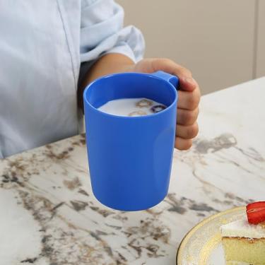 Imagem de 1 copo reutilizável com alça, copo de plástico, para casa e acampamento, copo de água com palha, para bebida, água, chá, suco e leite, pode ser lavado na lava-louças (azul)