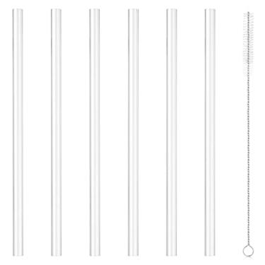 Imagem de 6 canudos de substituição compatíveis com Hydro Flask, canudos reutilizáveis transparentes de 24,7 cm para Hydro Flask Tampa de canudo de boca larga Garrafa de água de 1,134 g com uma escova de