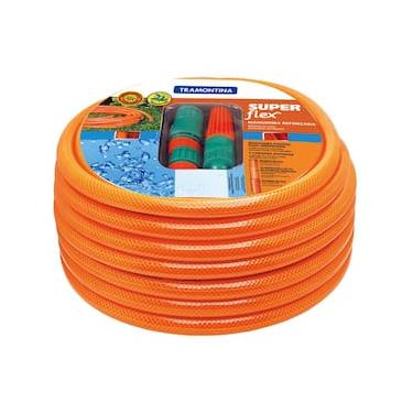Imagem de Mangueira Tramontina Super Flex de 1/2" com Engates Rápidos e Esguicho - 15m - Laranja