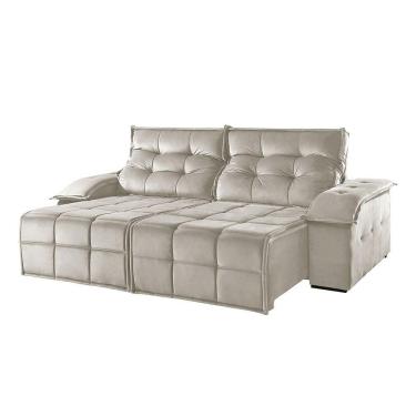 Imagem de Sofá 3 Lugares Retrátil E Reclinável Martins M-122 Veludo Creme