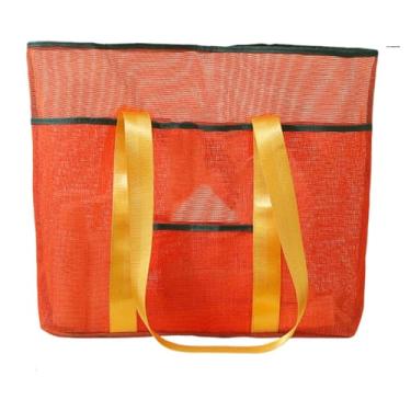 Imagem de Bolsa de praia | Bolsa de brinquedo de areia de malha para praia, bolsa dobrável Hobo para toalha, chapéu, garrafa de água, chaves, carteira, celular,, Laranja, Refer to description