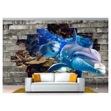 Imagem de Papel De Parede Animais Golfinho Corais 3D Anm277 - Você Decora