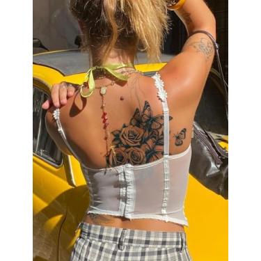 Imagem de Suco de ervas semipermanente borboleta padrão floral tatuagem jagua 7-14 dias sem desbotamento antirreflexo braço peito abdome corpo traseiro temporário impermeável tatuagem adesivo 1 pacote