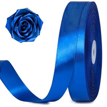 Imagem de Jutieuo Fita de cetim azul royal de 2,5 cm, rolo de fita de tecido sólido para buquê de flores, embrulho de presente, fabricação de rosas, artesanato artesanal