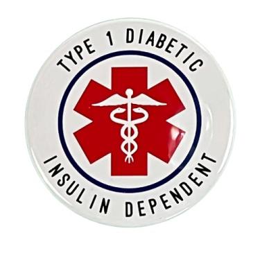 Imagem de Botão de alerta para diabéticos tipo 1, pino grande de 6,5 cm de diâmetro, dependente de insulina