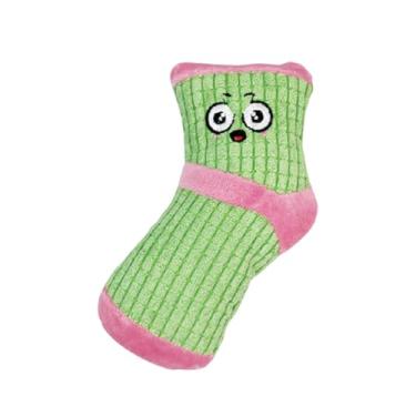 Imagem de KiBcsLic Brinquedo interativo e divertido para cães, em formato de meia recheada com apito, ideal para cães de pequeno e médio porte. Mantenha seu cão, Verde Rosa