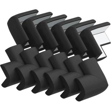 Imagem de Pacote com 2 protetores de canto macios – Protetores de borda de espuma de borracha macia pré-gravados para lareira, mesa, escadas, armário - amortecedores de móveis de segurança, protetores de canto