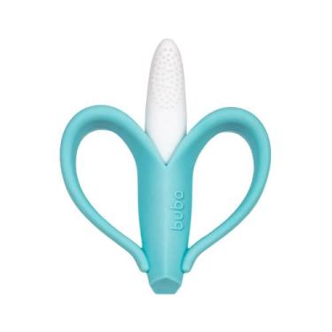 Imagem de Mordedor Massageador de Gengiva de Silicone Para Bebê Banana Azul Buba