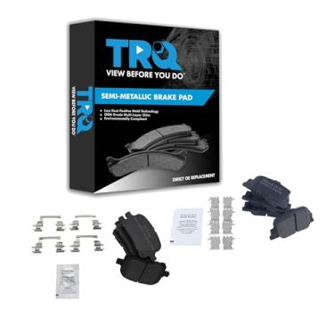Imagem de TRQ Kit de pastilhas de freio a disco semimetálico Posi Premium dianteiro e traseiro compatível com Toyota Lexus