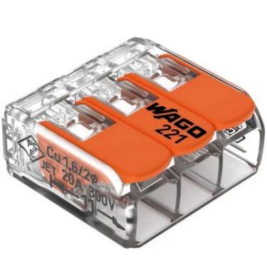 Imagem de Conector Emenda Bl Wago 221 3 Derivações 4mm