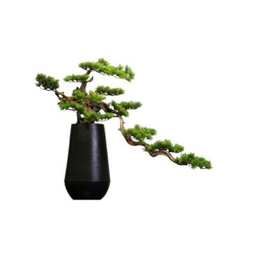 Imagem de Árvore de simulação artificial de mesa com vaso de cerâmica, ornamentos de plantas falsas para sala de estar, escritório, decoração de suporte de flores