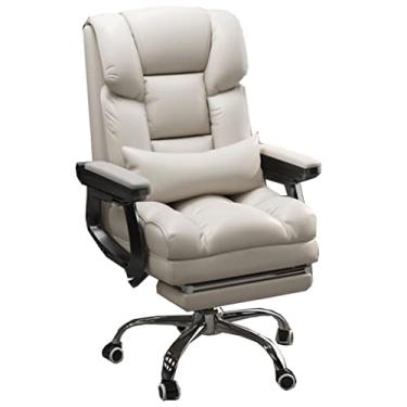 Imagem de Cadeira ergonômica com apoio para os pés cadeira de computador cadeira de escritório ergonômica cadeira de escritório executiva grande encosto alto cadeiras de trabalho de couro PU com encosto de 135°