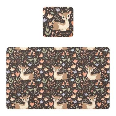 Imagem de Burbuja Jogo americano Fawn conjunto de 4 para mesa de jantar, tapetes de mesa de PVC à prova d'água, antiderrapantes, resistentes ao calor, fáceis de limpar, 30 x 45 cm