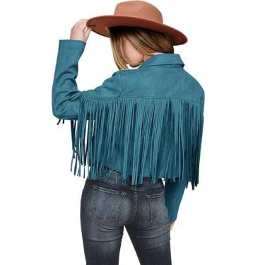 Imagem de Casaco Feminino PRETTYGARDEN Jaqueta Cropped de Camurça Sintética com 