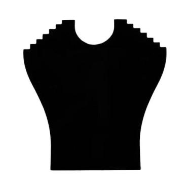 Imagem de Expositor de jóias preto flanela colar pingente corrente jóias busto e