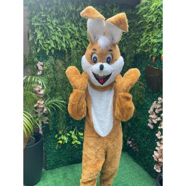Imagem de Fantasia Coelho Da Pascoa Pelucia Mascote Adulto - Fantasia Bras, Cara