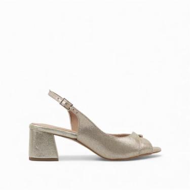 Imagem de Sandália Salto Bloco Metalizado - NEFTALI, Ouro light, 37