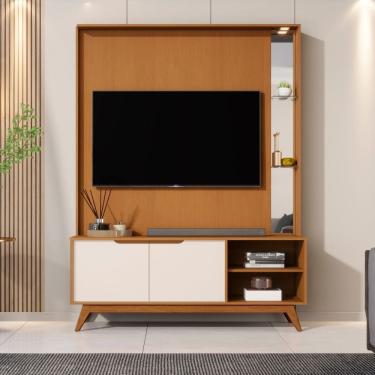 Imagem de Estante Home para TV ate 60 Polegadas 2 Portas com Pes de Madeira Em MDF Tucuma JB Moveis