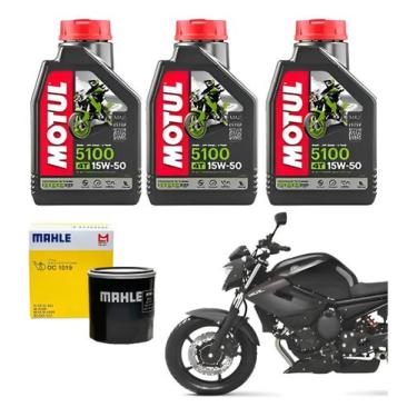 Imagem de Kit Troca De Óleo 3lts Motul Yamaha Xj6 2010 Á 2015 Filtro - Metal Lev