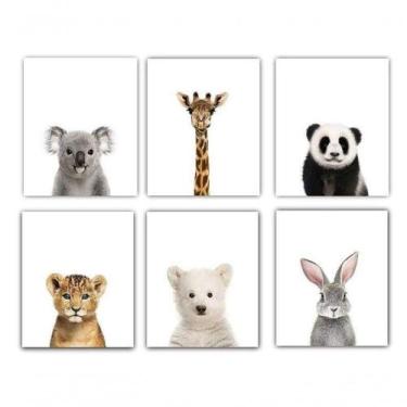 Imagem de Quadro Infantil Safari 6 Un A4 Vidro E Pendurador - SHOPPINGNET
