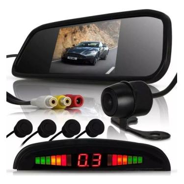 Imagem de Kit Retrovisor Lcd Camera Sensor De Estacionamento Universal - OESTESO