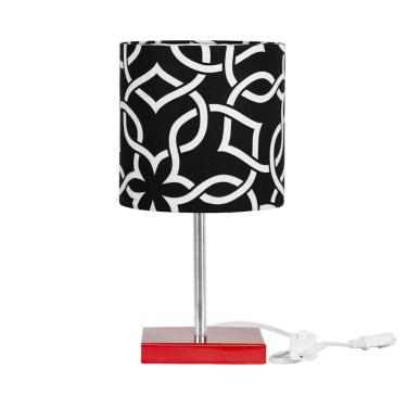 Imagem de Abajur Eros Cilindrico Elos Preto 060 Base Vermelha Quadrada