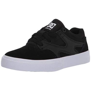 Imagem de DC Kalis Vulc Tênis de skate infantil, Preto/Preto/Branco, 1 Little Kid