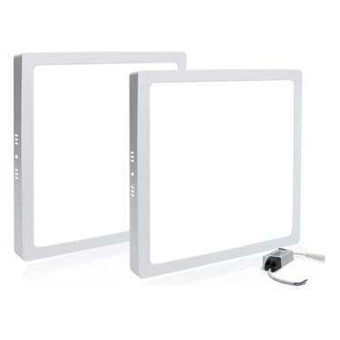 Imagem de Kit 2 Painel Plafon Led 25w Quadrado Sobrepor Branco Frio Iluminação Decoração