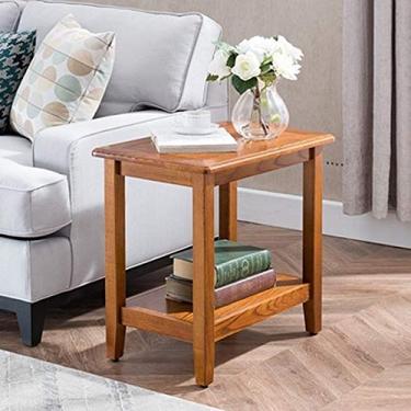 Imagem de Canto retangular moderno sala de estar madeira maciça mesa pequena sofá americano lado telefone de café (cor: B) pequena surpresa
