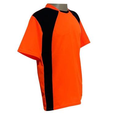 Imagem de Uniforme Esportivo 20 Camisas Laranja/Preto e Calções Pretos