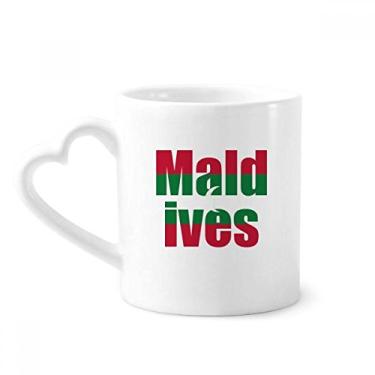 Imagem de Caneca com nome da bandeira do país das Maldivas caneca de café cerâmica copo de coração de vidro