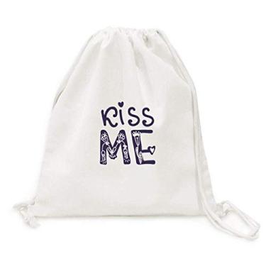 Imagem de Mochila de lona com cordão e citação bonita Kiss Me