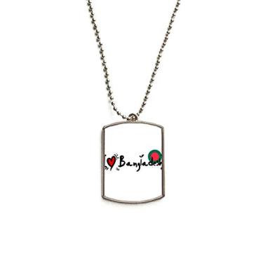 Imagem de DIYthinker I Love Bangladesh Palavra Bandeira Love Coração Ilustração Colar com Pingente de Aço Inoxidável