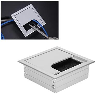 Imagem de Caixa de gerenciamento de cabos, organizador de cabos, organizador de cabos, caixa de orifício de mesa com escova de cabelo para escola, escritório, casa e mesa