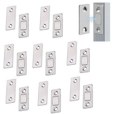 Imagem de Fecho Magnetico Ima Inox 8 Peças Trava Fecha Porta Janela Armario Gaveta Resistente Multiuso