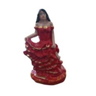 Imagem de Escultura Estatua Imagem Bruxa Roupa Vermelha 10cm - Caboclo Caete