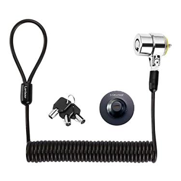 Imagem de LORADAR Trava retrátil de segurança de 2,3 m, trava portátil para laptop, laptops, MacBooks, tablets, iPad, Mac Mini, (chave diferente + placa de âncora preta) (pacote com 1)