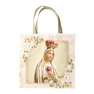 Imagem de Bolsa Sacola Ecobag Tecido Oxford Com Entretela Estampa Sublimada Nossa Senhora De Fátima Bege