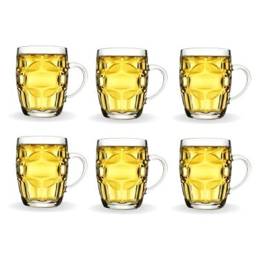 Imagem de Kit de 6 Canecas de Vidro de 300ml Comporta Latinha De 269ml Serve Para Presente Bebidas Cerveja Chopp Agua Suco Refrigerante Vidro Resistente Pub Bar